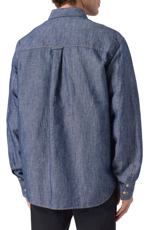 Рубашка из хлопка и льна Dsquared2 S74DM0896/D30012 Синий  S74DM0896/D30012 Фото 4