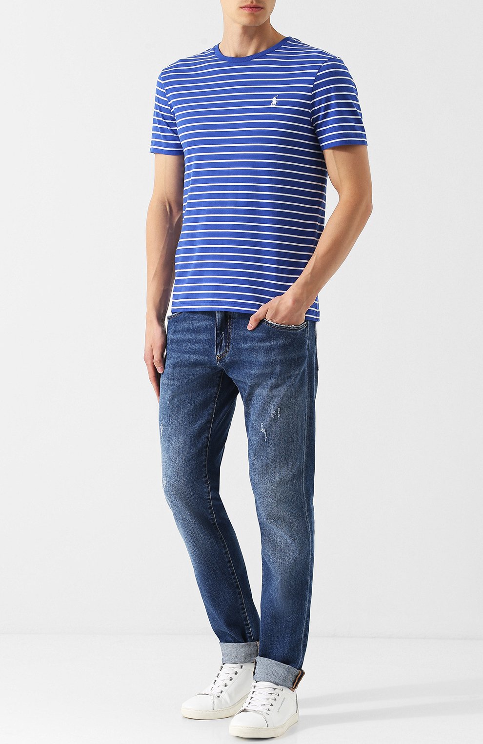 Хлопковая футболка в полоску POLO RALPH LAUREN, арт. 710671463, фото 2