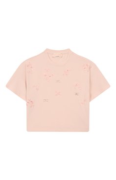 Детская хлопковая футболка ELISABETTA FRANCHI LA MIA BAMBINA светло-розового цвета, арт. EFTS2400/JE006/10A-12A+ | Фото 1 (Рукава: Короткие; Материал внешний: Хлопок; Девочки Кросс-КТ: футболка-одежда; Ростовка одежда: 10 - 11 лет | 140 - 146см, 13 - 15 лет | 158 см, 12 лет | 152 см)