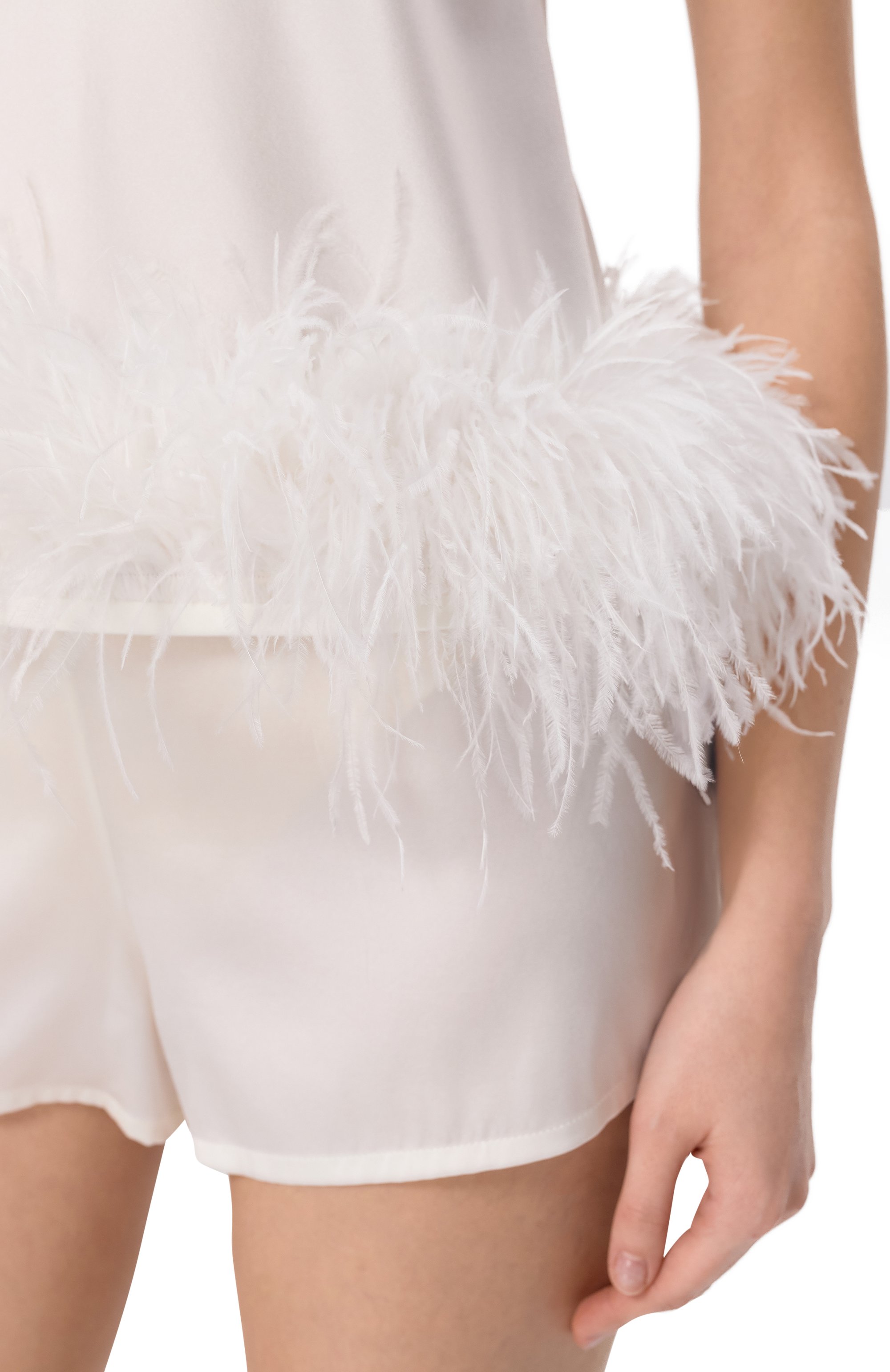 Шелковый топ с отделкой перьями EDOMO, арт. T002007FW2324, фото 5