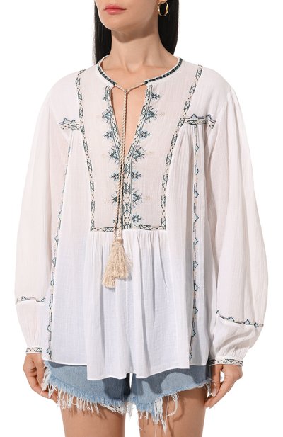 Хлопковая блузка ISABEL MARANT ETOILE, арт. 24PHT0371FA-B1J15E, фото 3