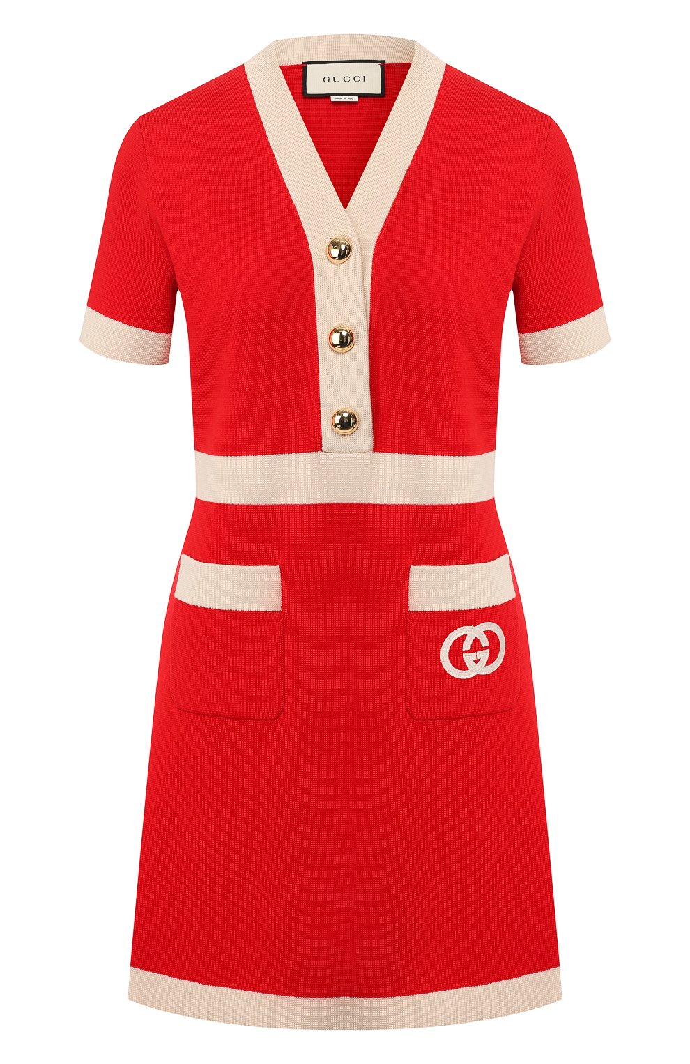 Шерстяное платье GUCCI красного цвета по цене 201600 руб., арт. 606017/XKA4A, фото 1 Шерстяное платье GUCCI, арт. 606017/XKA4A, фото 1