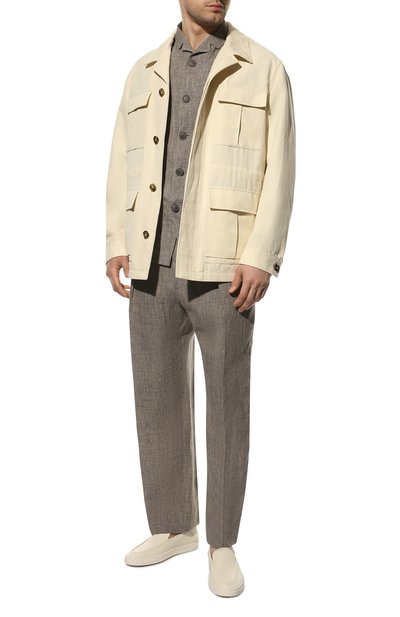 Куртка-рубашка из хлопка и льна LORO PIANA кремового цвета по цене 190000 руб., арт. FAM0384, фото 2 Куртка-рубашка из хлопка и льна LORO PIANA, арт. FAM0384, фото 2