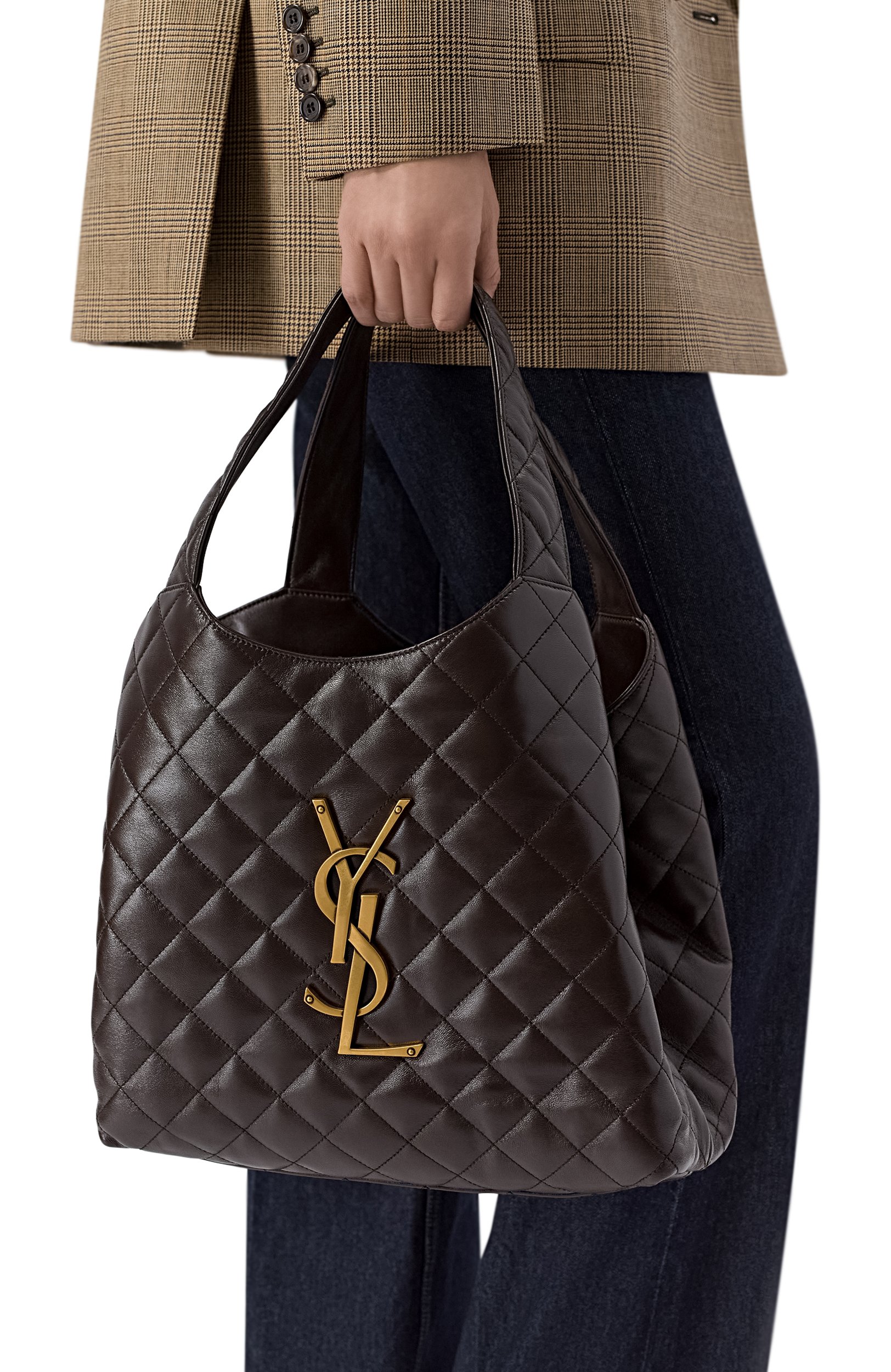 Сумка-тоут icare medium SAINT LAURENT темно-коричневого цвета по цене 599500 руб., арт. 871494/AAANG, фото 2 Сумка-тоут icare medium SAINT LAURENT, арт. 871494/AAANG, фото 2