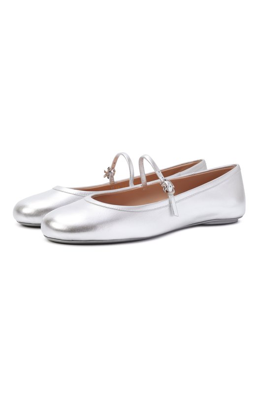 Кожаные балетки Carla Gianvito Rossi G22223.05G0M.NPSARGE Серебряный G22223.05G0M.NPSARGE