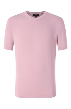 Мужская футболка из вискозы GIORGIO ARMANI розового цвета, арт. 8NST53/SJP4Z | Фото 1 (Рукава: Короткие; Материал внешний: Вискоза; Длина (для топов): Стандартные; Принт: Без принта; Стили: Романтичный, Кэжуэл; Мужское Кросс-КТ: Футболка-одежда; Кросс-КТ: Джерси)