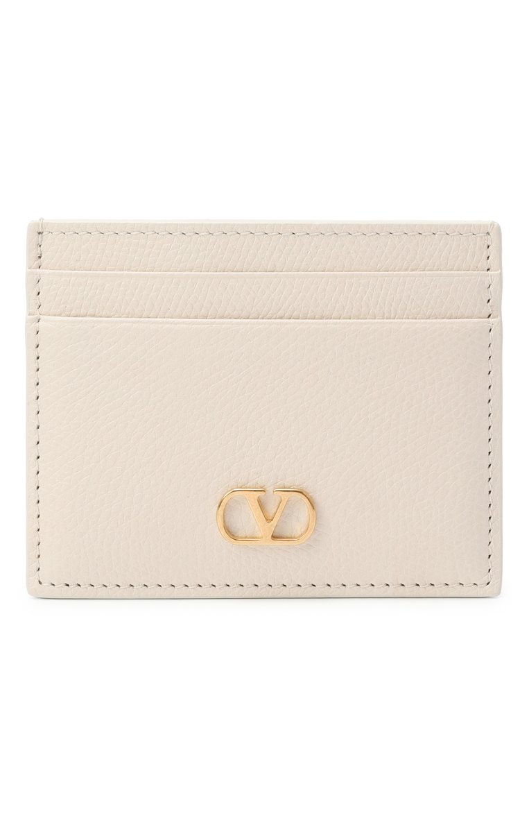 Женский кожаный футляр для кредитных карт VALENTINO кремового цвета, арт. 6W2P0AJ7/SNP | Фото 1 (Материал: Натуральная кожа; Нос: Не проставлено; Автоматизация состава: Проставлено)