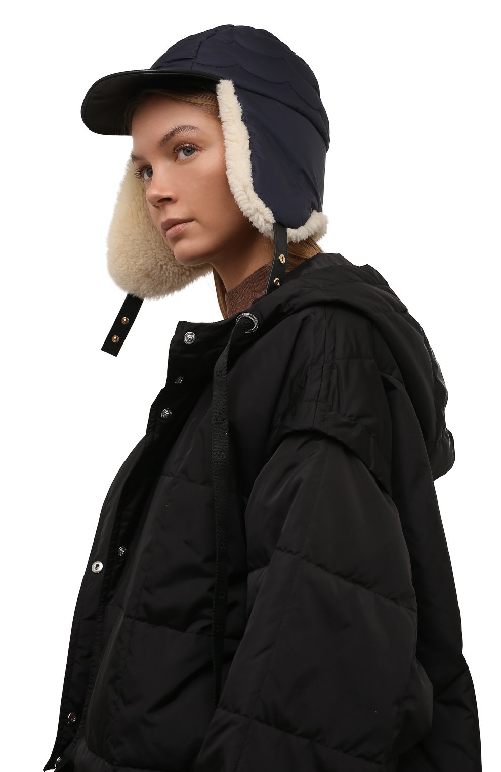 Шапка-ушанка с отделкой из овчины CHLOÉ, арт. CHC21WD016NSS, фото 2