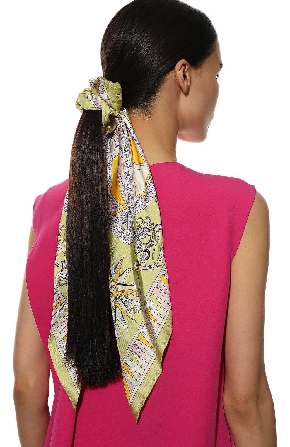 Шелковая резинка для волос EMILIO PUCCI желтого цвета по цене 22050 руб., арт. 2EAI41/2EC28, фото 2 Шелковая резинка для волос EMILIO PUCCI, арт. 2EAI41/2EC28, фото 2