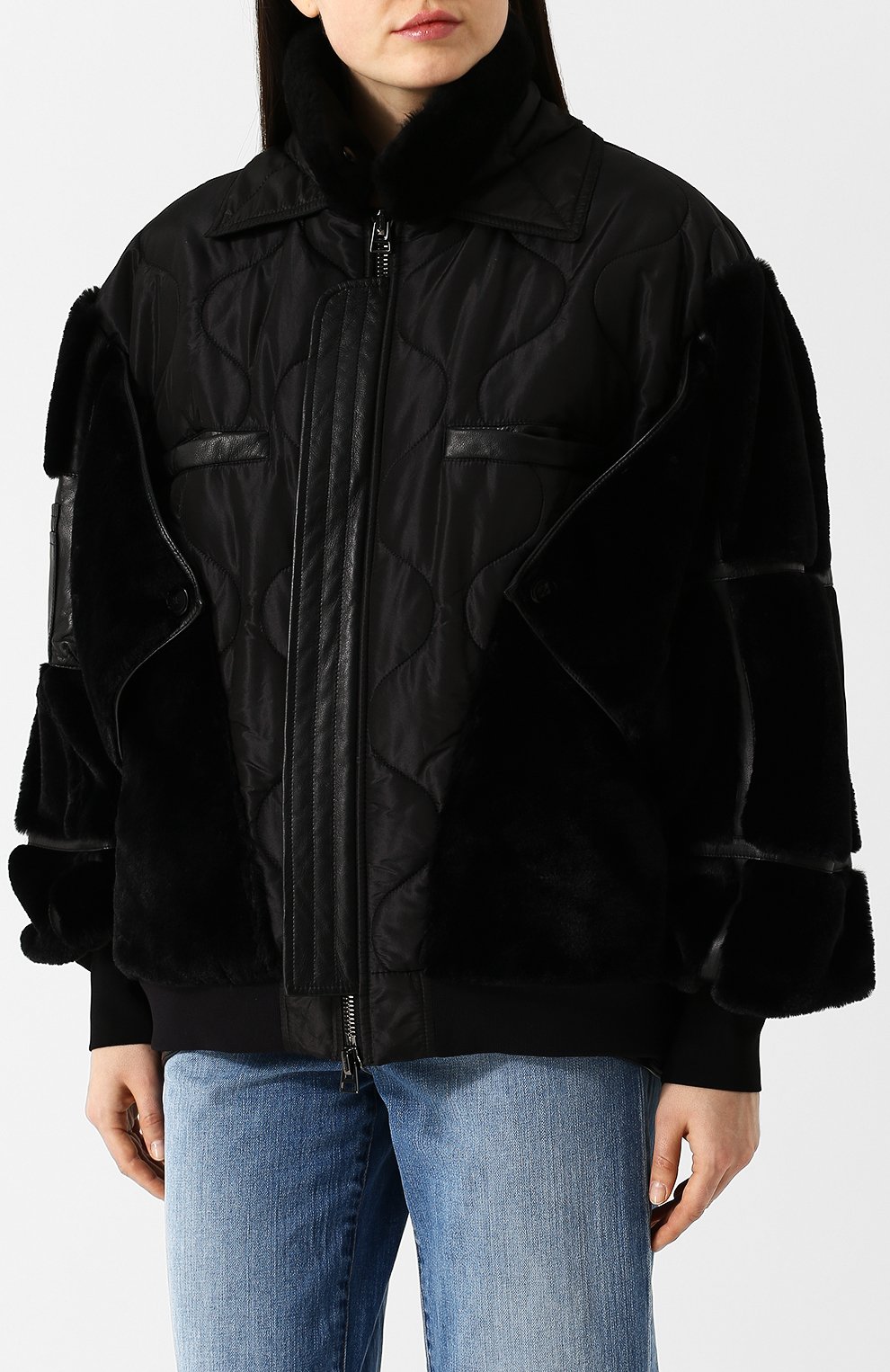 Однотонная куртка с воротником-стойкой и кожаной отделкой TOM FORD, арт. CSF569-FUF006, фото 3
