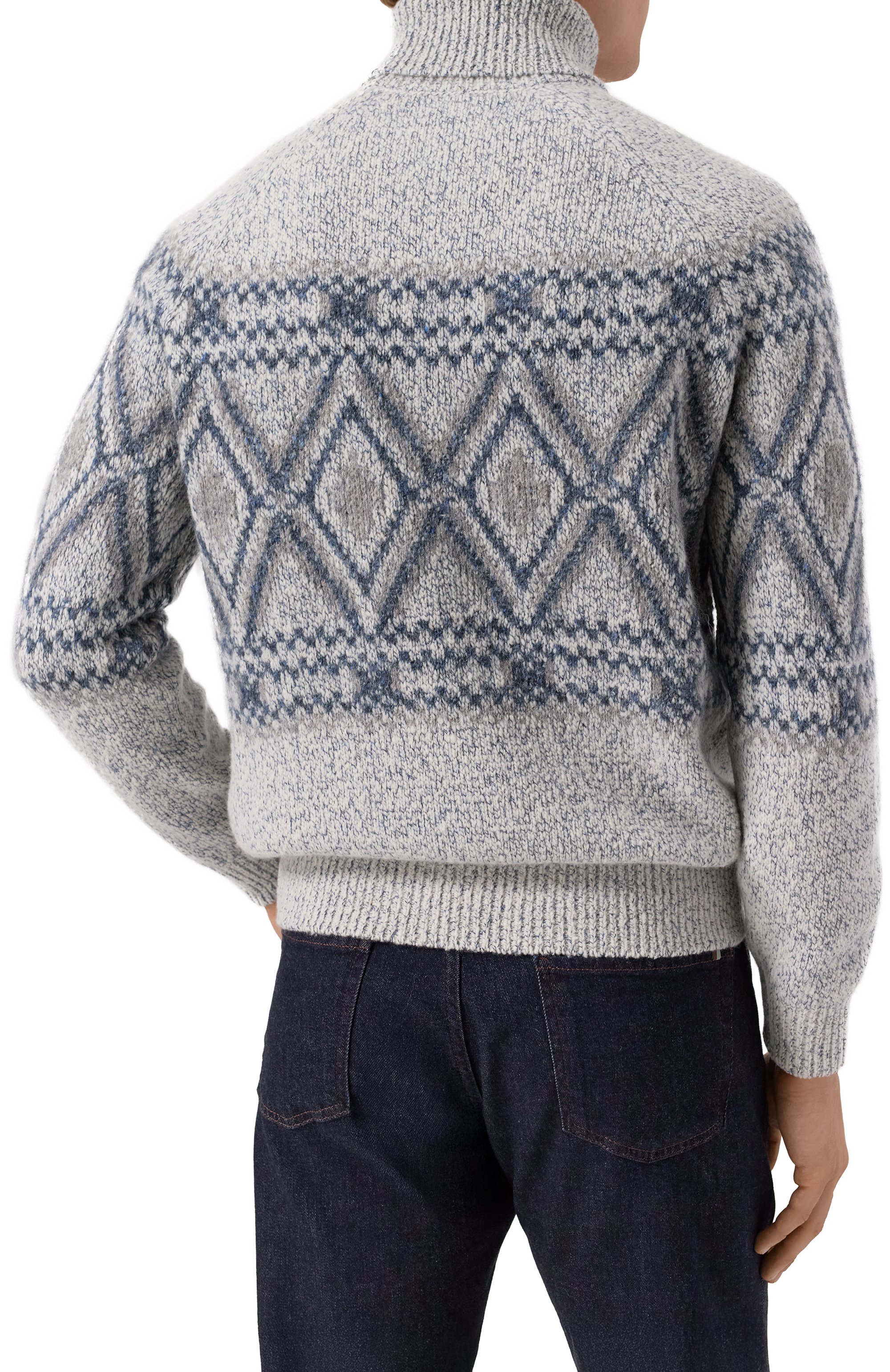 Свитер из шерсти и шелка BRUNELLO CUCINELLI синего цвета по цене 399500 руб., арт. MRI505403, фото 4 Свитер из шерсти и шелка BRUNELLO CUCINELLI, арт. MRI505403, фото 4