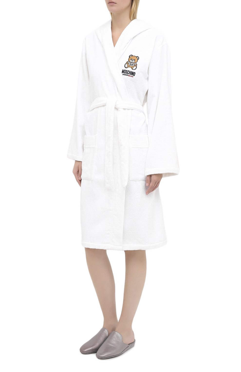Хлопковый халат MOSCHINO белого цвета по цене 24500 руб., арт. A7301/9040, фото 3 Хлопковый халат MOSCHINO, арт. A7301/9040, фото 3