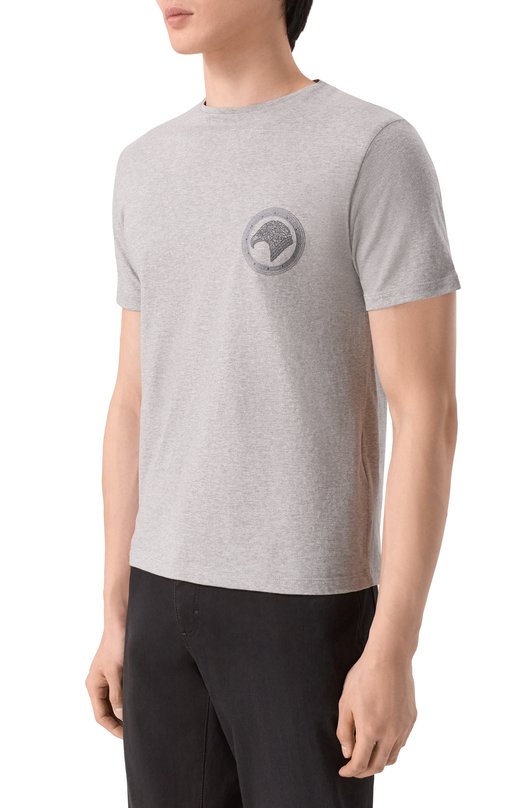 Хлопковая футболка Stefano Ricci MNI42H0020/803C0 Серый  MNI42H0020/803C0 Фото 3