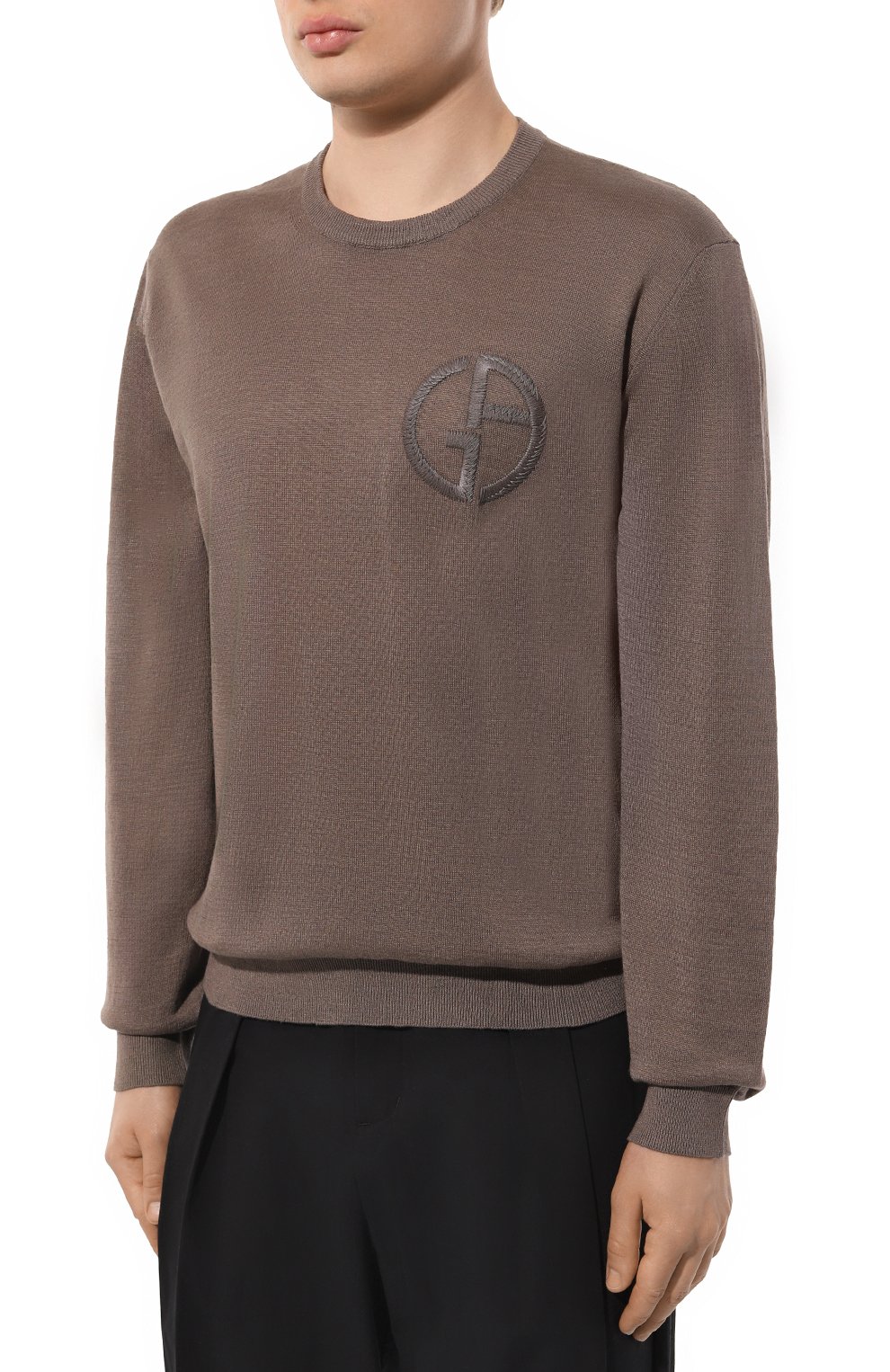 Джемпер изо льна и шелка GIORGIO ARMANI коричневого цвета по цене 87550 руб., арт. 3DSMB2/SMB2Z, фото 3 Джемпер изо льна и шелка GIORGIO ARMANI, арт. 3DSMB2/SMB2Z, фото 3