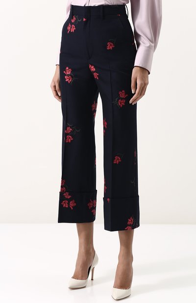 Брюки из смеси хлопка и шерсти с вышивкой GUCCI, арт. 488439/ZKM14, фото 3