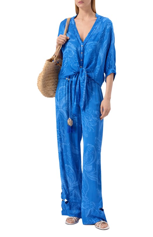 Блузка из вискозы Poupette St Barth W4IR26BVSRFU Синий  W4IR26BVSRFU Фото 2