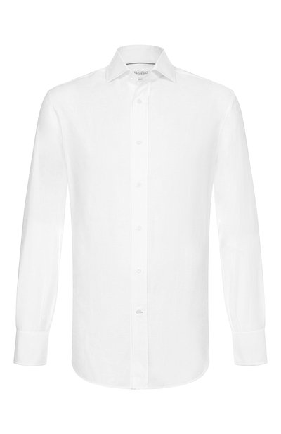 Мужская рубашка из хлопка и льна BRUNELLO CUCINELLI, арт. MR6250028