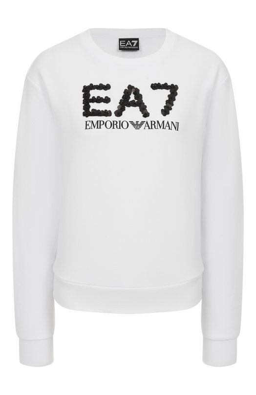 Хлопковый свитшот EA7 7W000542/AF16442 Белый 7W000542/AF16442