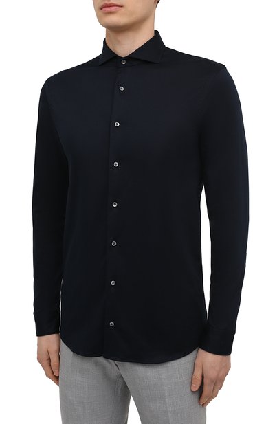 Хлопковая рубашка VAN LAACK темно-синего цвета по цене 29950 руб., арт. M-PER-LSF/180031, фото 3 Хлопковая рубашка VAN LAACK, арт. M-PER-LSF/180031, фото 3