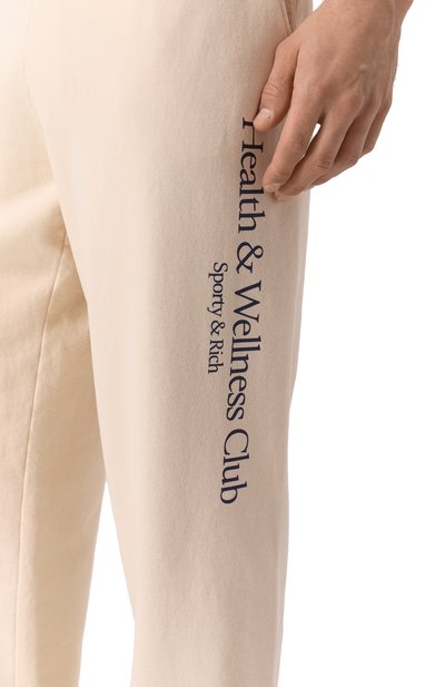 Хлопковые джоггеры SPORTY AND RICH бежевого цвета по цене 26100 руб., арт. PA036606241CR01, фото 5 Хлопковые джоггеры SPORTY AND RICH, арт. PA036606241CR01, фото 5