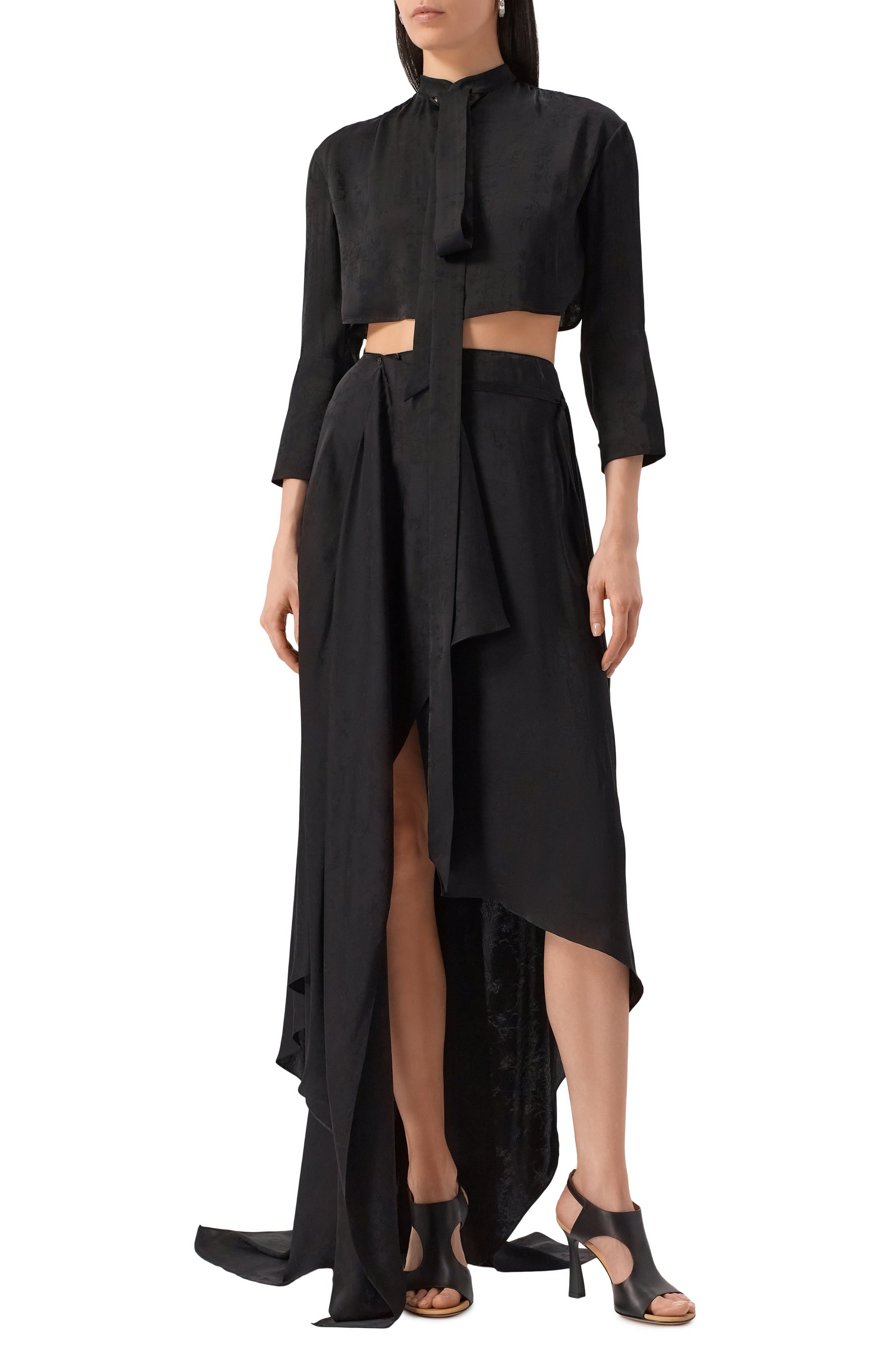 Блузка из вискозы и шелка ANN DEMEULEMEESTER черного цвета по цене 79950 руб., арт. B0012783/FA611, фото 3 Блузка из вискозы и шелка ANN DEMEULEMEESTER, арт. B0012783/FA611, фото 3