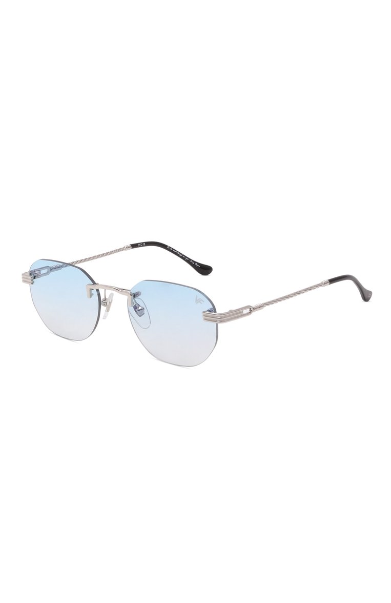 Женские солнцезащитные очки VINTAGE FRAMES голубого цвета, арт. DETR0IT PLAYER 24KT WHITE G0LD/SKY BLUE | Фото 1 (Нос: Не проставлено; Региональные ограничения белый список (Axapta Mercury): Не проставлено; Кросс-КТ: С/з-унисекс; Тип очков: С/з; Материал: Металл; Очки форма: Квадратные, Безоправные; Оптика Гендер: оптика-унисекс)