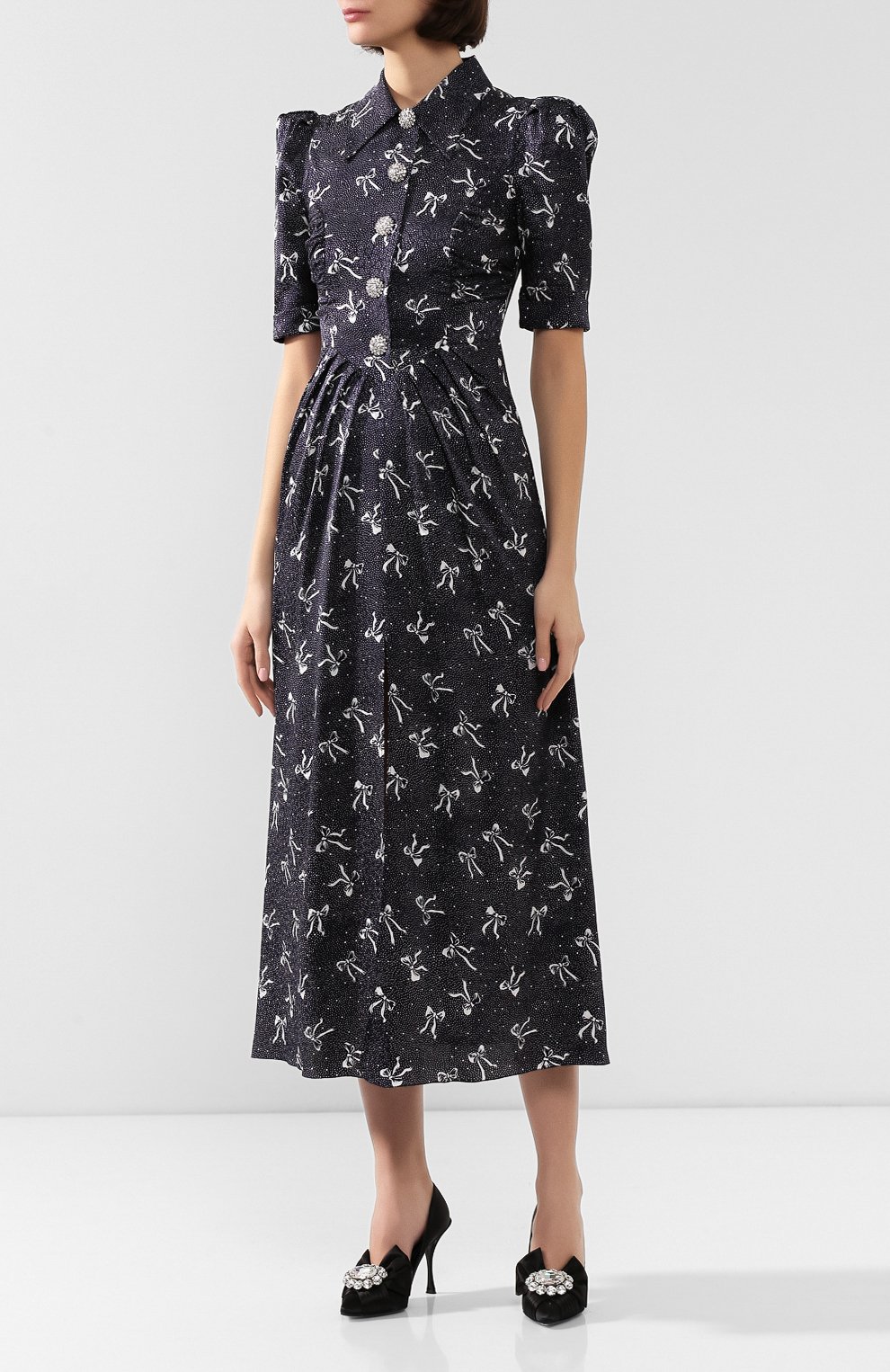 Шелковое платье ALESSANDRA RICH синего цвета по цене 129500 руб., арт. FAB1870-F2541, фото 3 Шелковое платье ALESSANDRA RICH, арт. FAB1870-F2541, фото 3