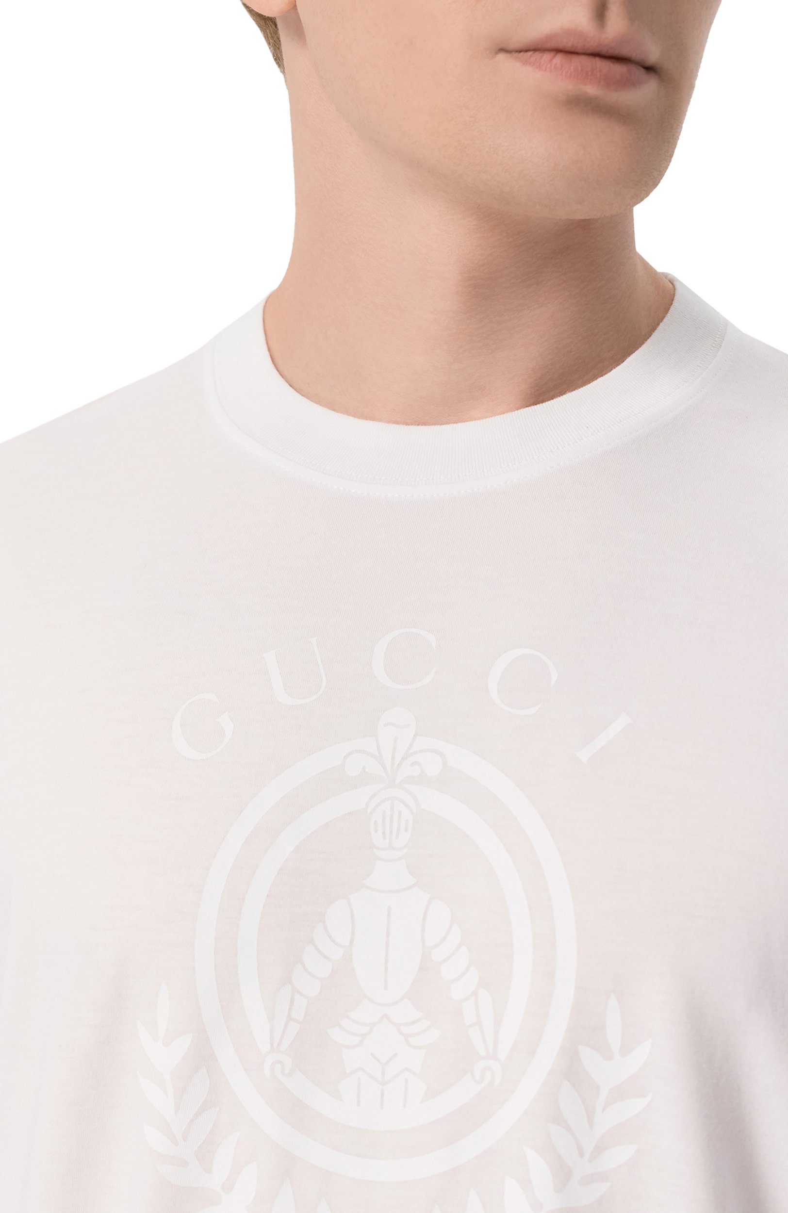 Хлопковая футболка GUCCI белого цвета по цене 69950 руб., арт. 864626/XJH20, фото 5 Хлопковая футболка GUCCI, арт. 864626/XJH20, фото 5