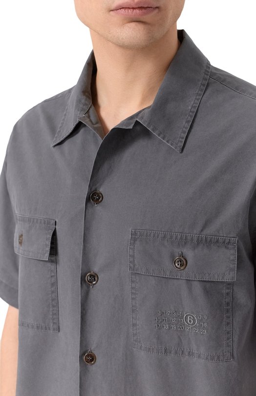 Хлопковая рубашка MM6 SH0DR0008/M35741 Серый  SH0DR0008/M35741 Фото 5
