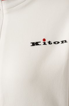 Женский хлопковая толстовка KITON молочного цвета, арт. D59448H0805201 | Фото 6 (Драгоценные камни: Проставлено; Рукава: Длинные; Мате�риал сплава: Проставлено; Длина (для топов): Стандартные; Стили: Спорт-шик; Женское Кросс-КТ: Кардиган-одежда; Материал внешний: Хлопок)