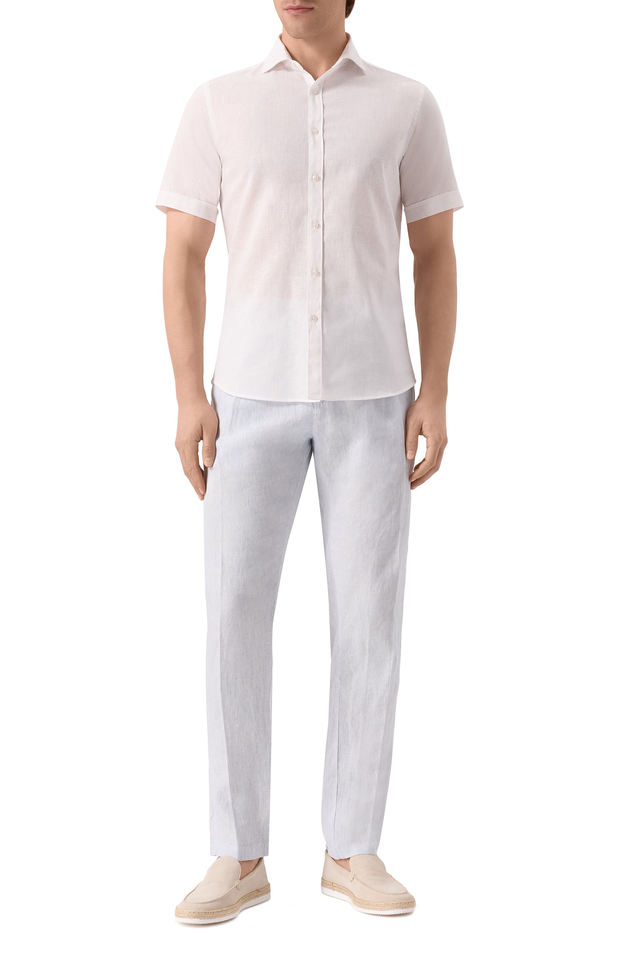 Льняные брюки PAUL&SHARK светло-голубого цвета по цене 43800 руб., арт. 25414046, фото 2 Льняные брюки PAUL&SHARK, арт. 25414046, фото 2