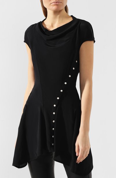 Шелковый топ RICK OWENS черного цвета по цене 64200 руб., арт. RP19S6560/SCR, фото 3 Шелковый топ RICK OWENS, арт. RP19S6560/SCR, фото 3