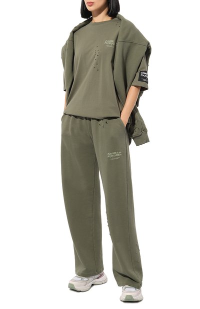 Хлопковая футболка COMME DES FUCKDOWN зеленого цвета по цене 8755 руб., арт. CFABW01186, фото 2 Хлопковая футболка COMME DES FUCKDOWN, арт. CFABW01186, фото 2