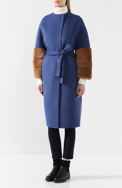 Шерстяное пальто AVA ADORE синего цвета по цене 172500 руб., арт. BELFAST/74 AA FW19, фото 3 Шерстяное пальто AVA ADORE, арт. BELFAST/74 AA FW19, фото 3