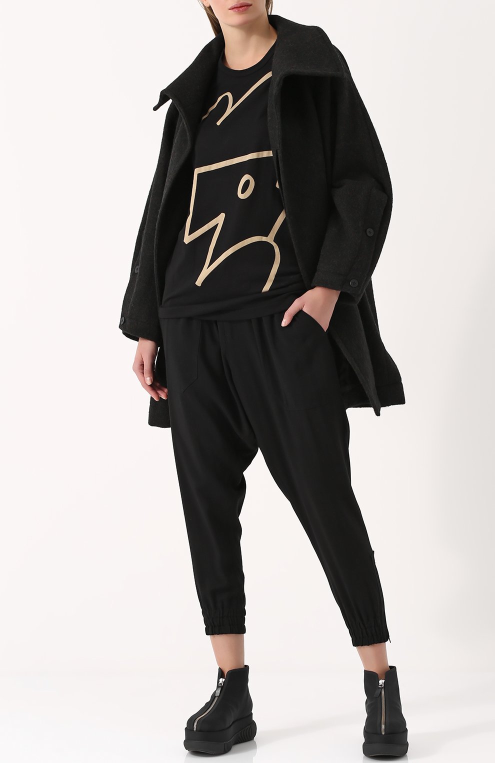 Хлопковая футболка с принтом YOHJI YAMAMOTO, арт. NK-T56-073, фото 2