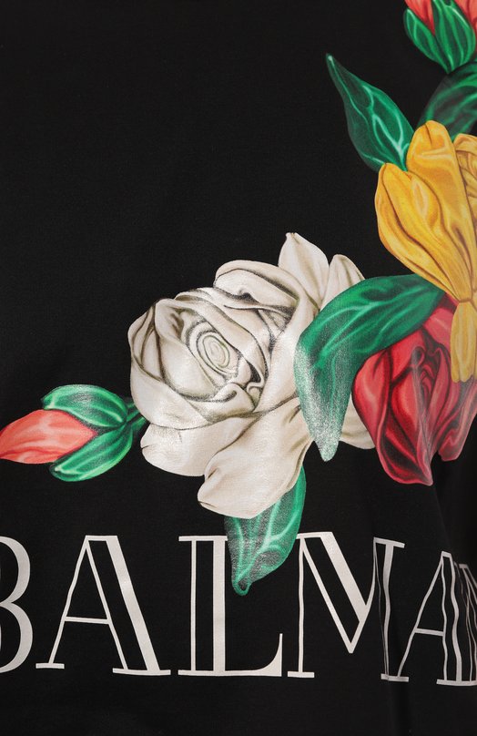 Хлопковая футболка Balmain CF0EE095/GD50 Чёрный  CF0EE095/GD50 Фото 5