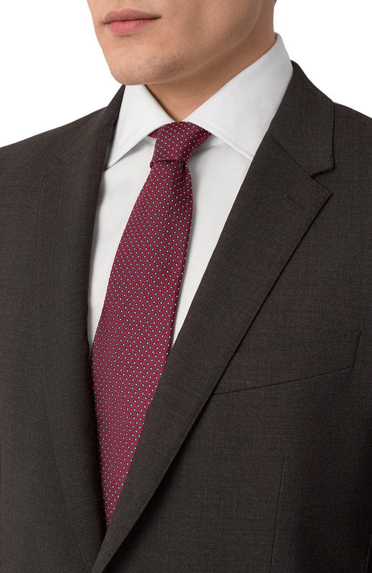 Мужской шелковый галстук ZEGNA красного цвета, арт. M.1P.91_8/Z9D03TA9 | Фото 2 (Принт: С принтом; Материал: Текстиль, Шелк; Нос: Не проставлено; Автоматизация состава: Проставлено)