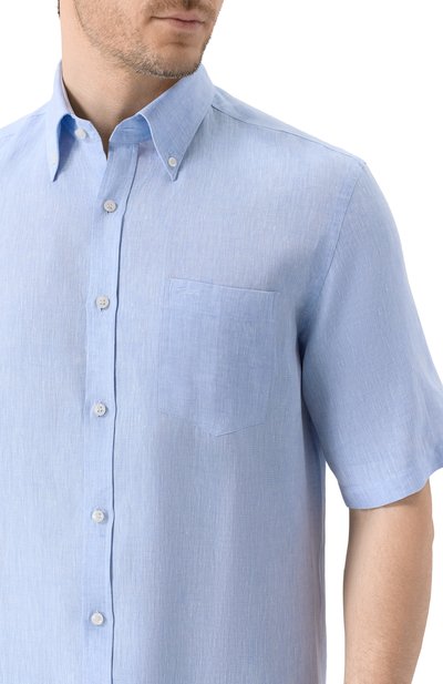 Льняная рубашка PAUL&SHARK голубого цвета по цене 39950 руб., арт. 26413161, фото 5 Льняная рубашка PAUL&SHARK, арт. 26413161, фото 5