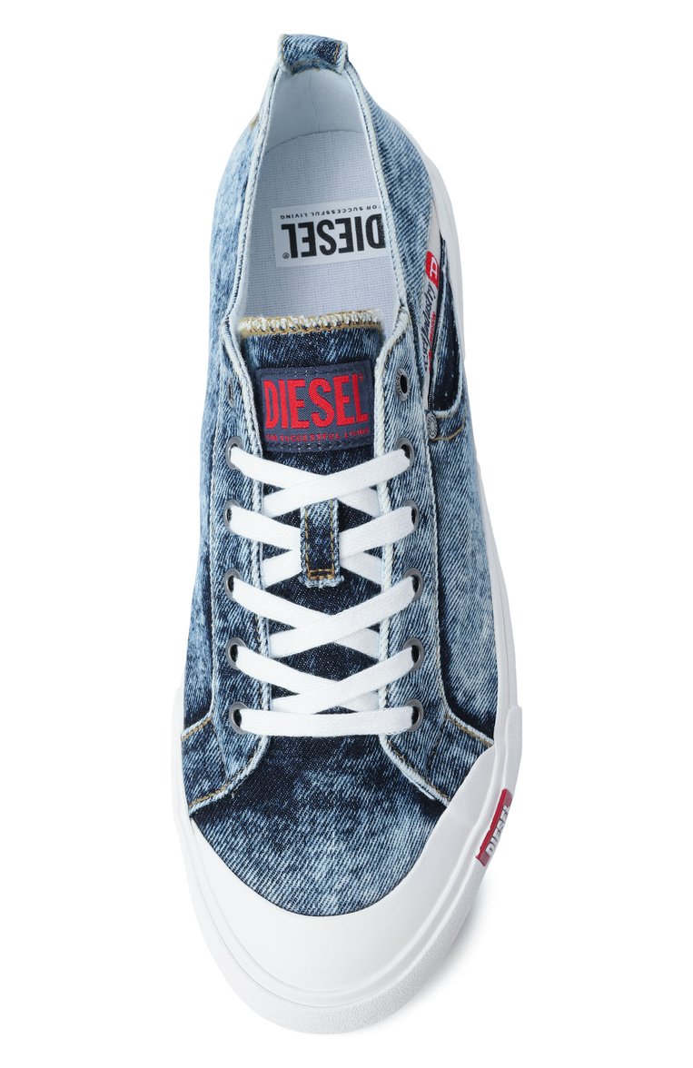 Мужские текстильные кеды DIESEL голубого цвета, арт. Y03589/P8112 | Фото 6 (Материал сплава: Проставлено; Материал внутренний: Текстиль; Материал внешний: Текстиль; Подошва: Плоская; Драгоценные камни: Проставлено; Кросс-КТ: Низкие; Материал утеплителя: Без утеплителя; Стили: Классический)