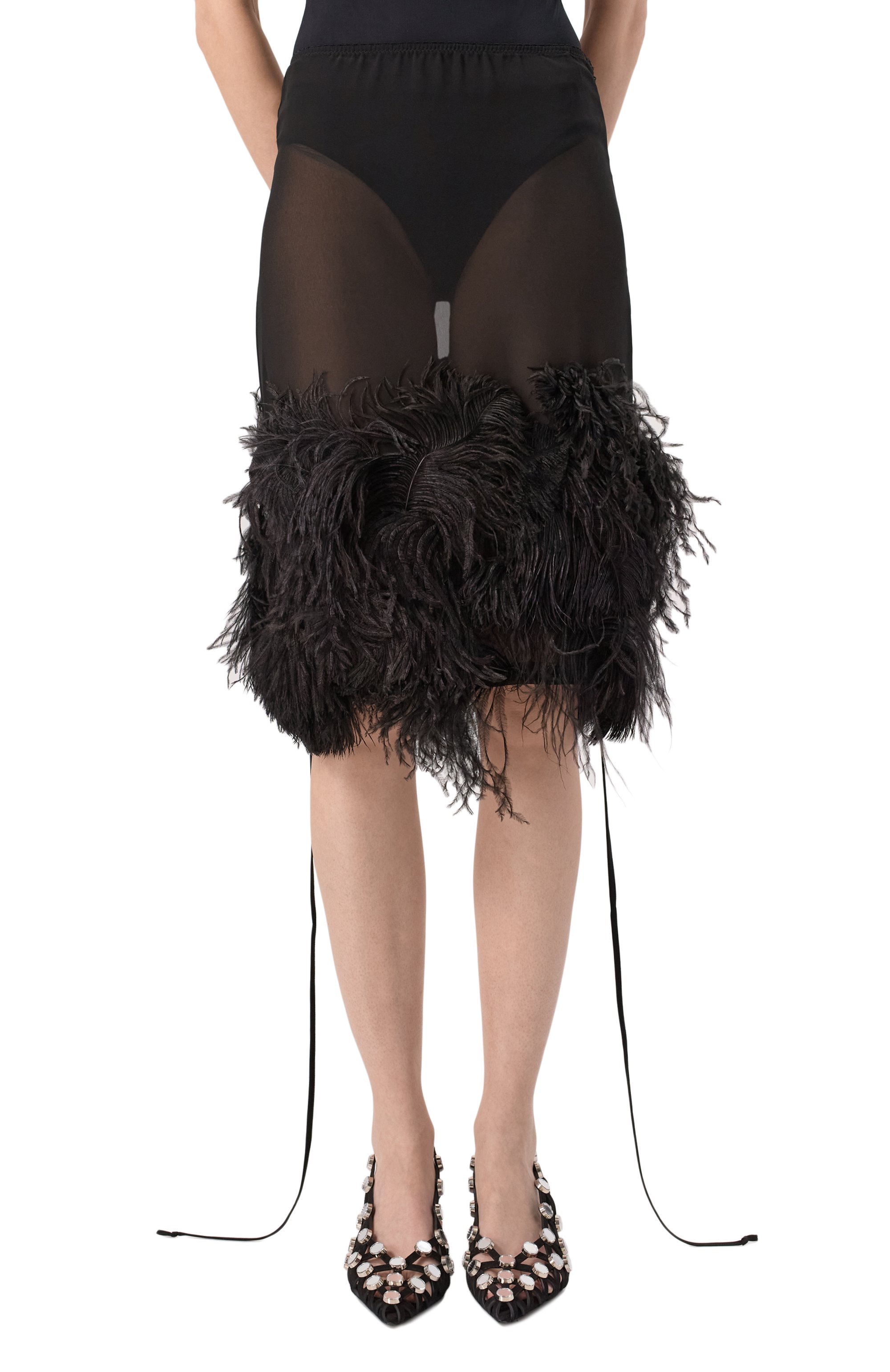 Юбка с отделкой перьями страуса THE ATTICO, арт. 250WCS00264/PAA085RA, фото 3