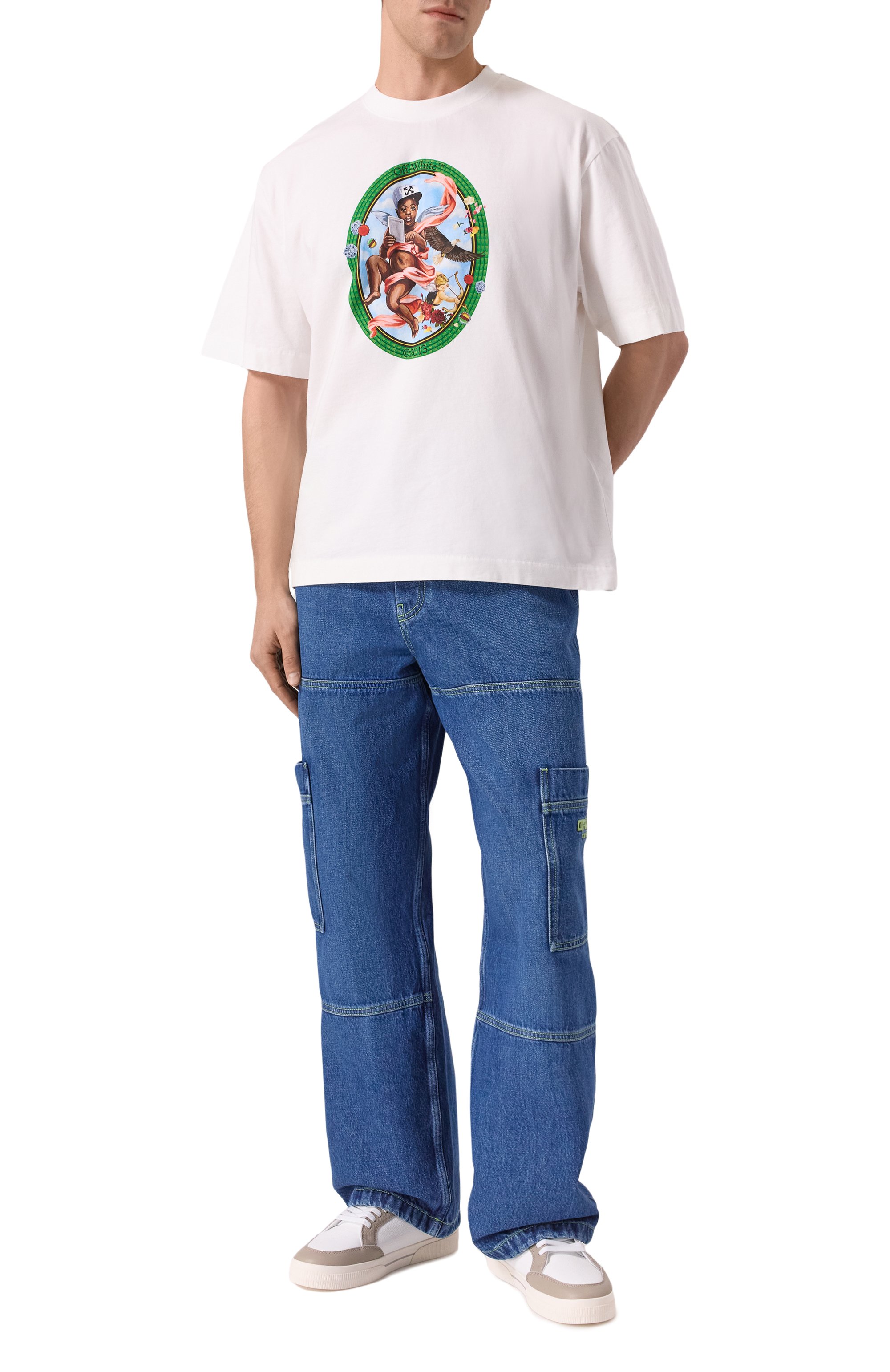 Хлопковая футболка OFF-WHITE, арт. 0MAA120S25JER002, фото 2