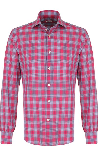 Хлопковая рубашка в клетку KITON, арт. UCMH0624810000, фото 1