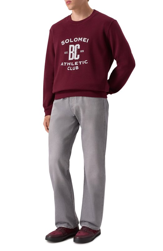 Хлопковый свитшот Brunello Cucinelli MW8633380G Бордовый  MW8633380G Фото 2