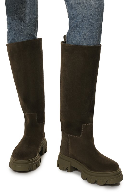 Замшевые сапоги Perni 07 GIABORGHINI Хаки, фото 3