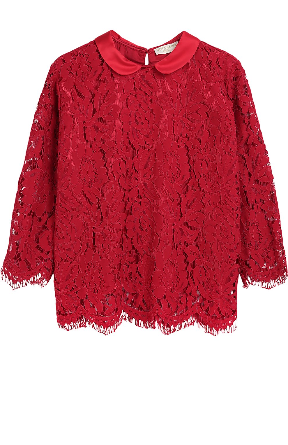 Кружевная блуза с отложным воротником MONNALISA, арт. 718607/8963/4-10, фото 1
