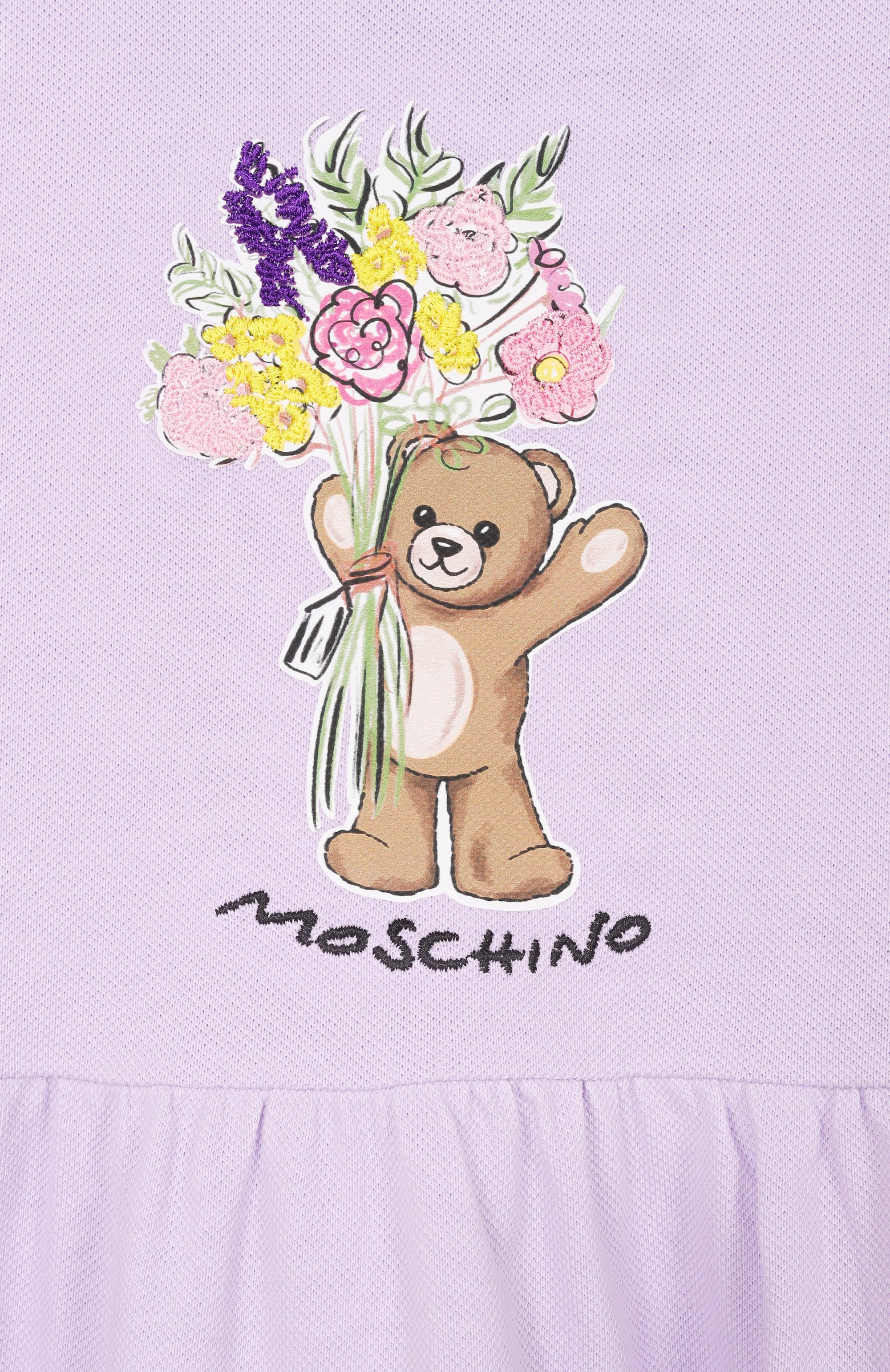 Хлопковое платье MOSCHINO сиреневого цвета по цене 15750 руб., арт. HDV0HQ/LFA06_001, фото 3 Хлопковое платье MOSCHINO, арт. HDV0HQ/LFA06_001, фото 3