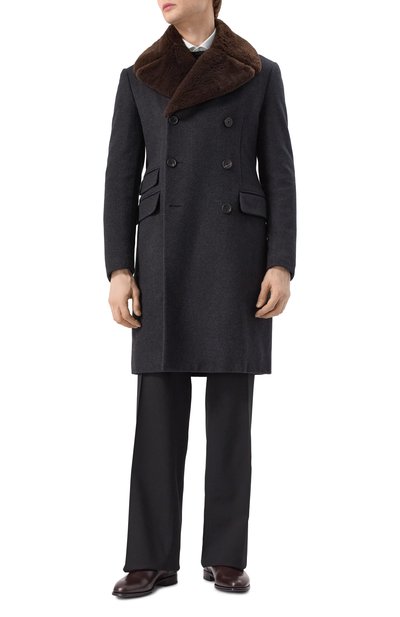 Кашемировое пальто с воротником из нутрии PRADA, арт. UC337D-1HM7-F0308-142, фото 2