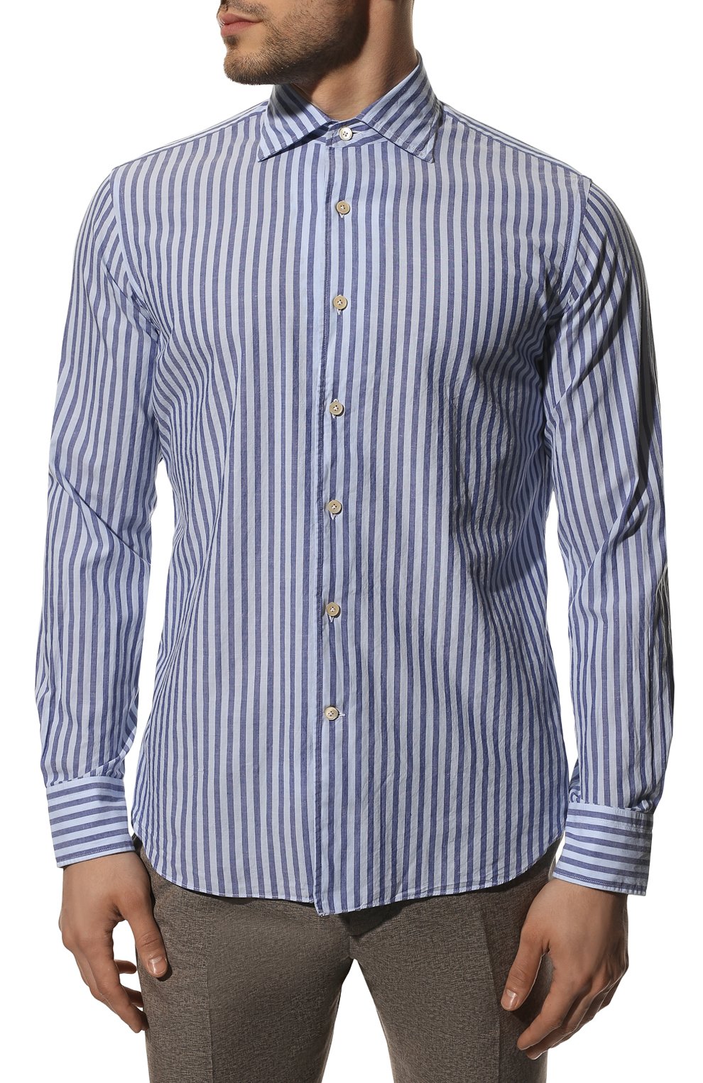 Рубашка из хлопка и льна ALESSANDRO GHERARDI синего цвета по цене 22350 руб., арт. D0UBLEL/6630, фото 3 Рубашка из хлопка и льна ALESSANDRO GHERARDI, арт. D0UBLEL/6630, фото 3