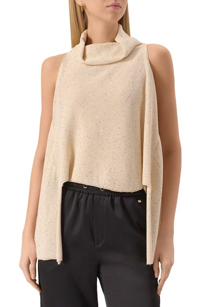 Хлопковый топ LORENA ANTONIAZZI кремового цвета по цене 69350 руб., арт. P25124MJ38A/3049, фото 3 Хлопковый топ LORENA ANTONIAZZI, арт. P25124MJ38A/3049, фото 3