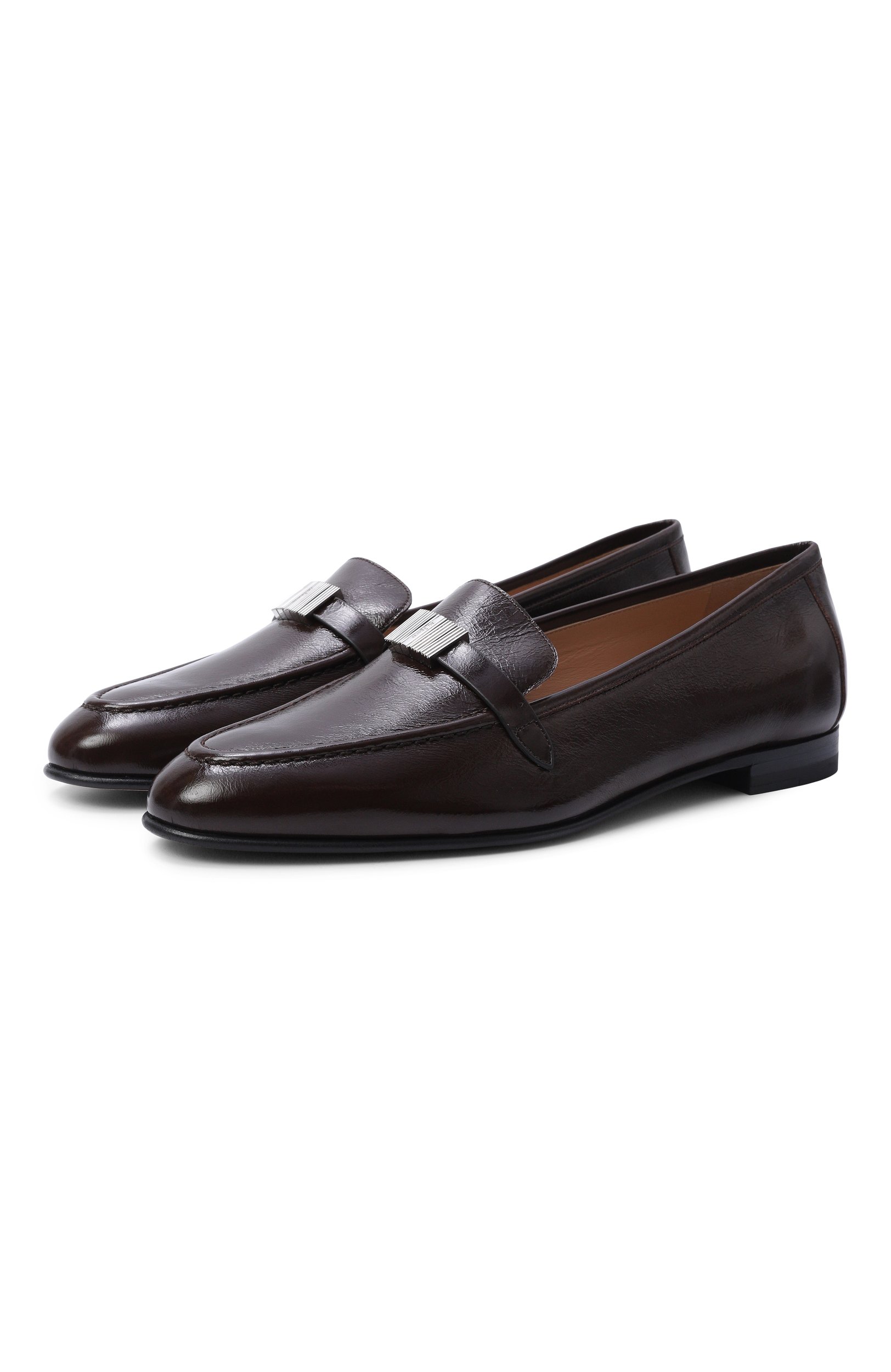 Кожаные лоферы KITON темно-коричневого цвета по цене 137500 руб., арт. D59826K0514L, фото 1 Кожаные лоферы KITON, арт. D59826K0514L, фото 1
